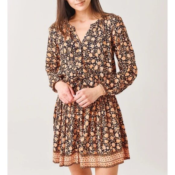 Faherty Reva Dress Floral Long Sleeve - Picture 1 of 9